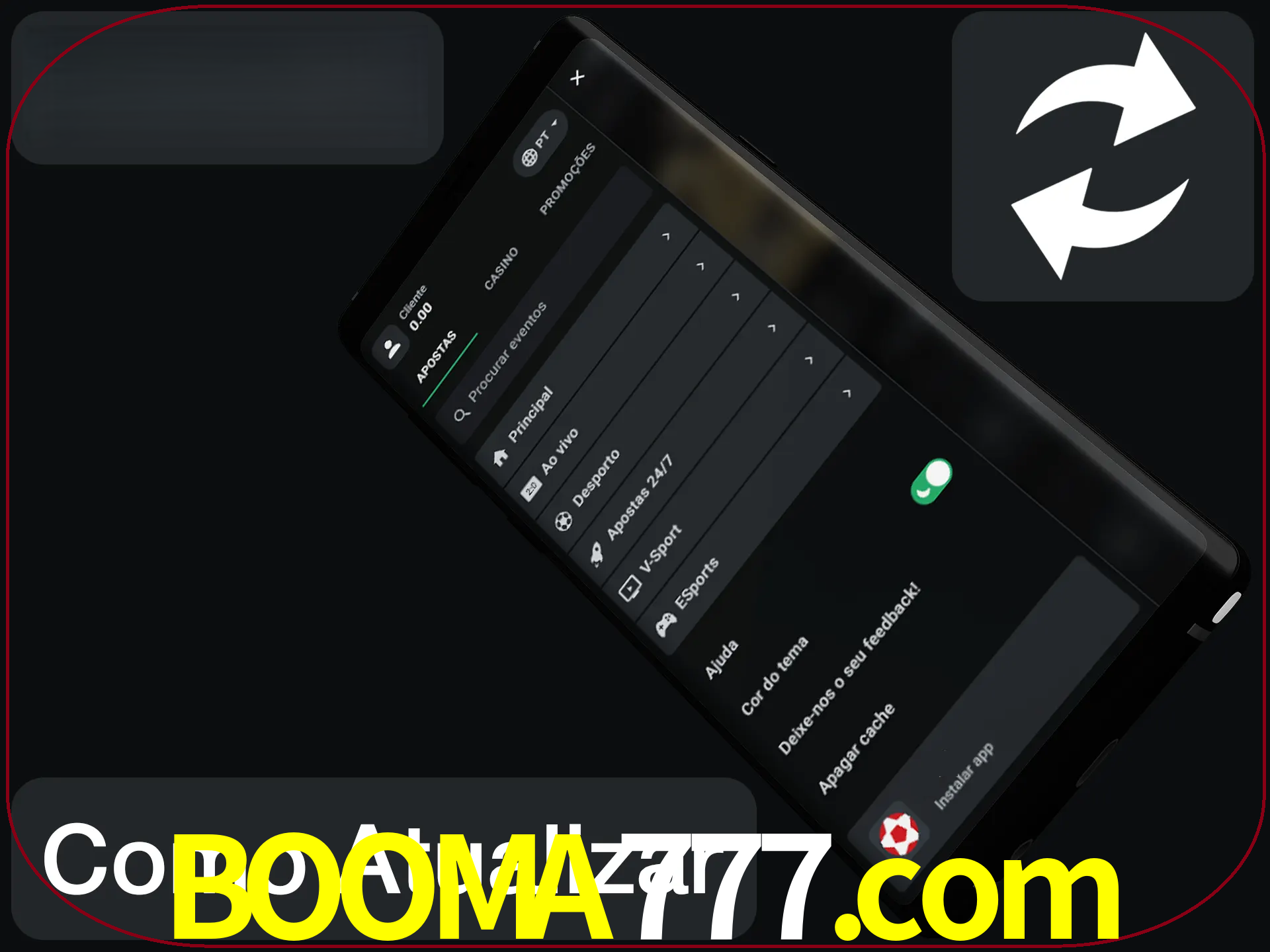 O aplicativo é atualizado automaticamente quando você faz o login.