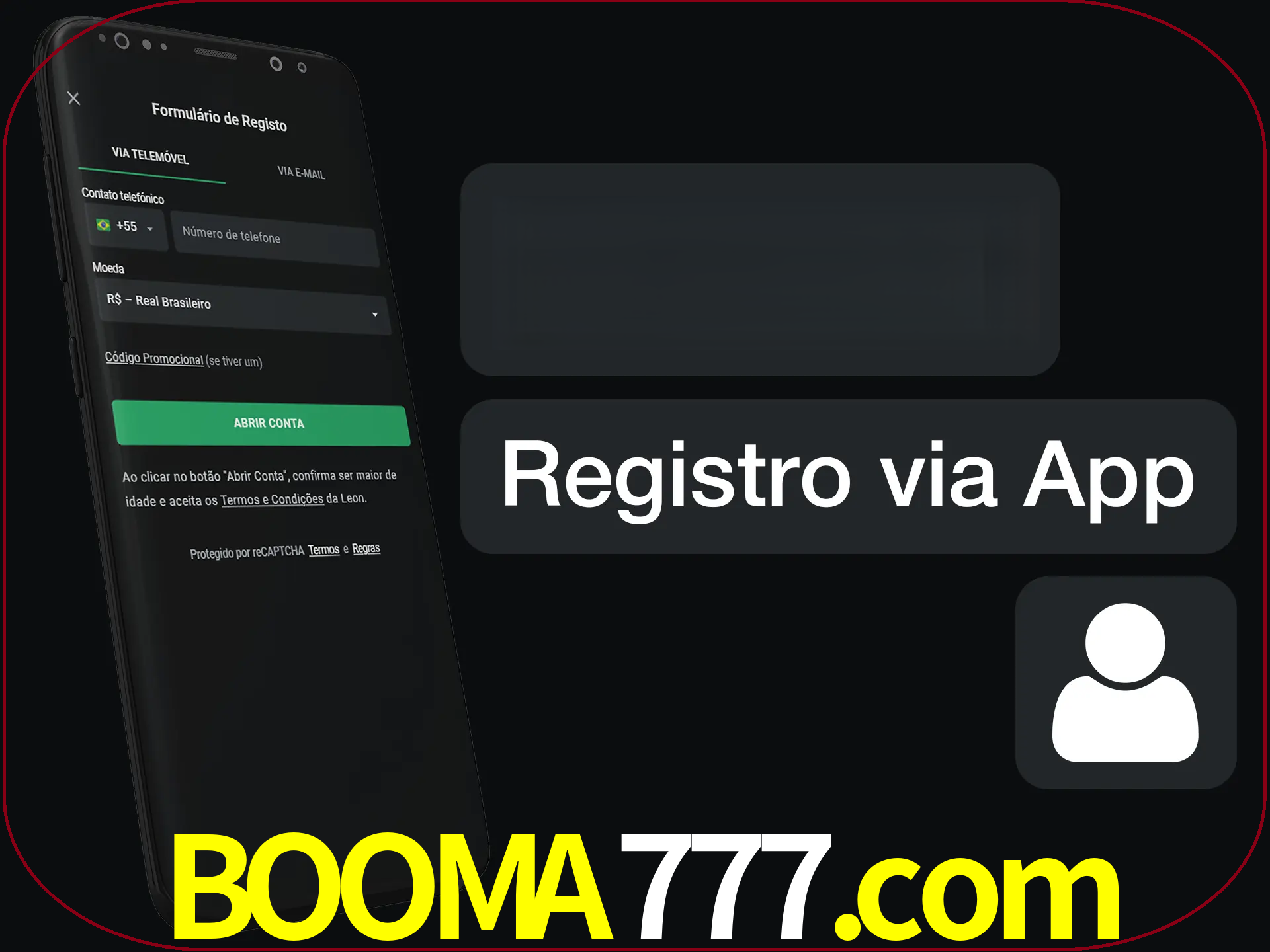 Registre-se com duas etapas usando o aplicativo.