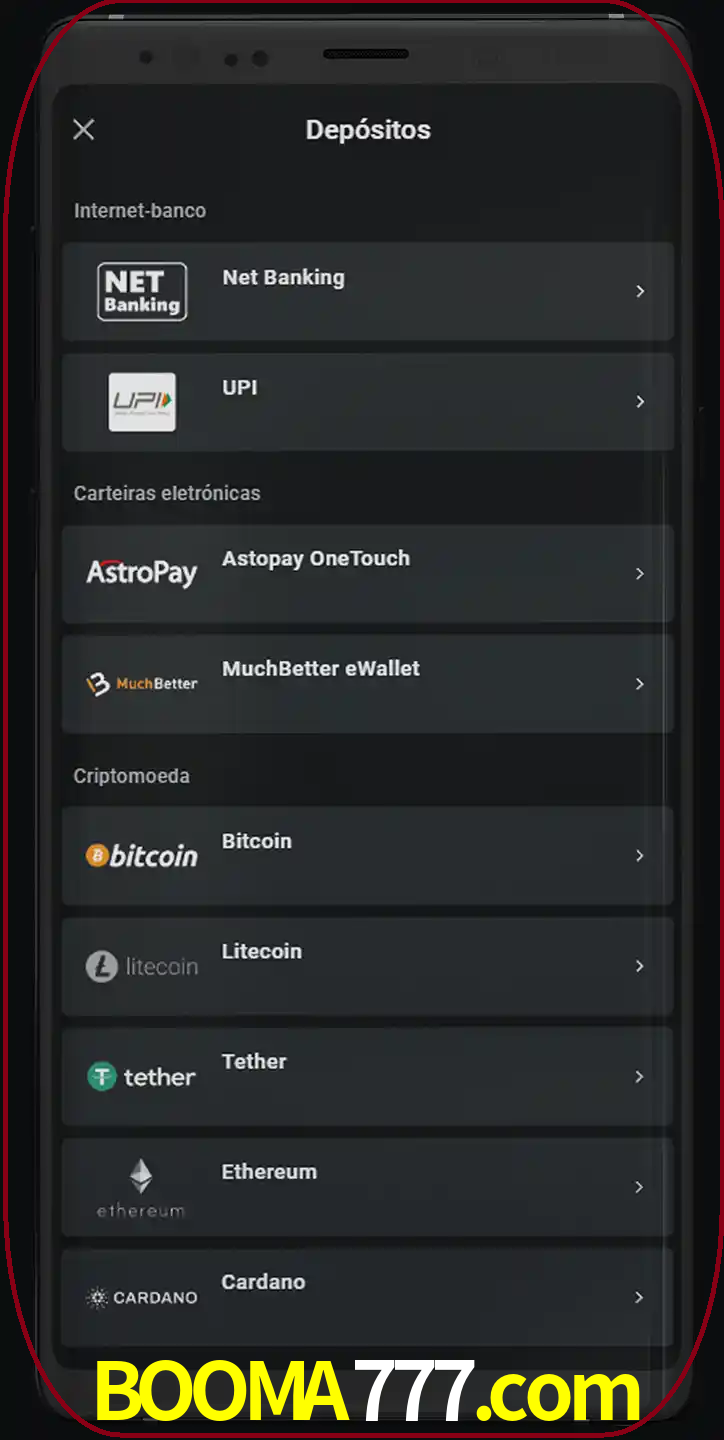 Você pode usar métodos alternativos de depósito.