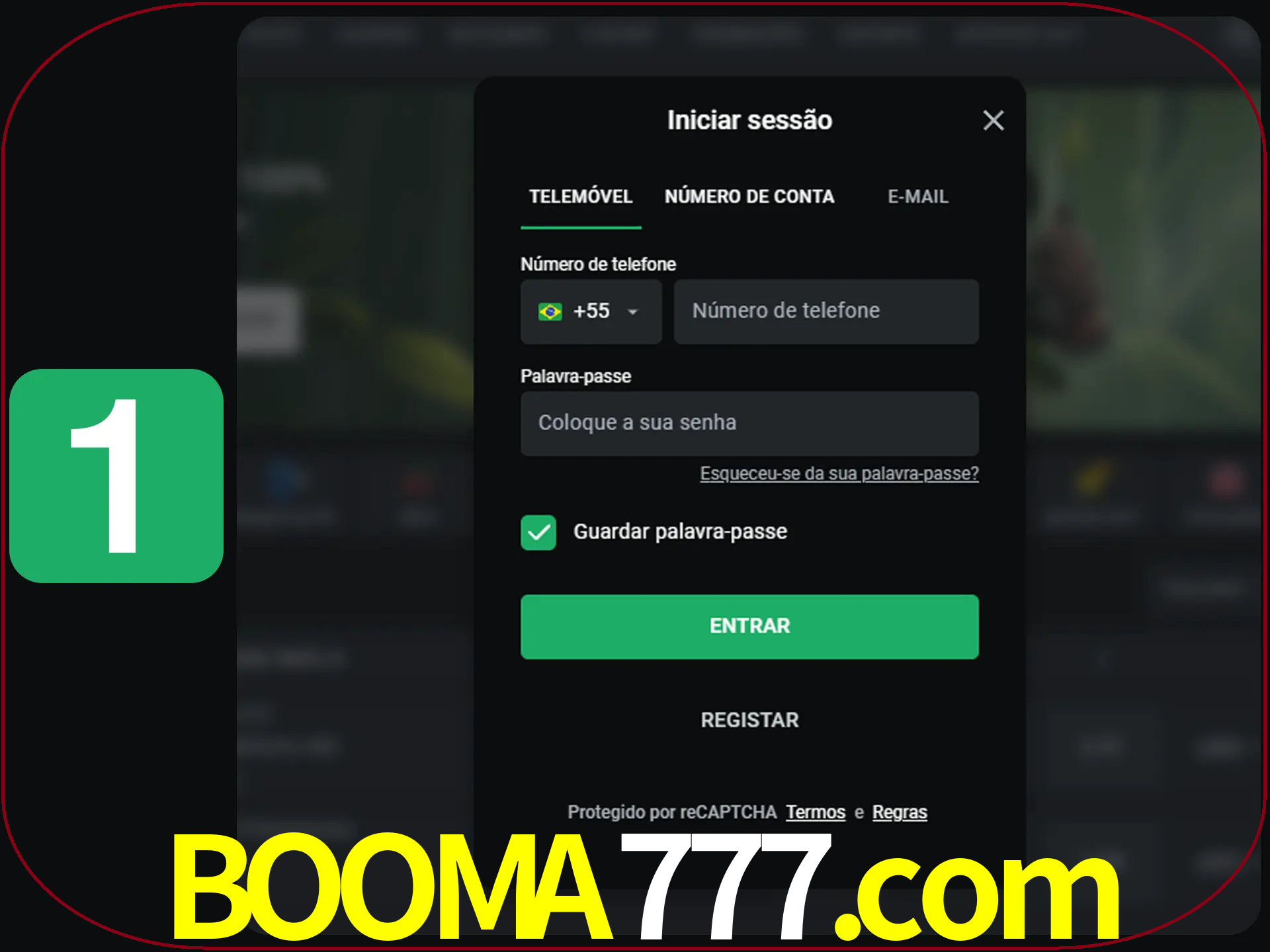 Clique no botão Entrar.